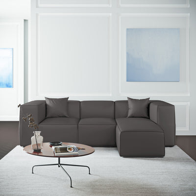 Varick Right-Chaise Sectional - Graphite Box Weave Linen