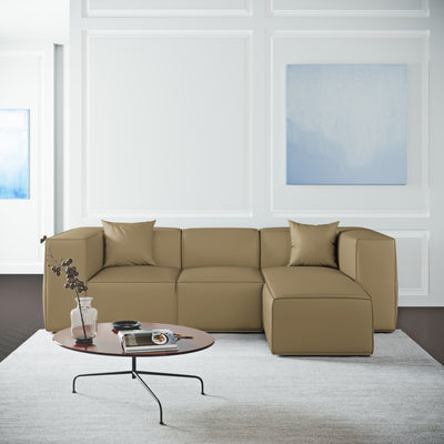 Varick Right-Chaise Sectional - Marzipan Box Weave Linen