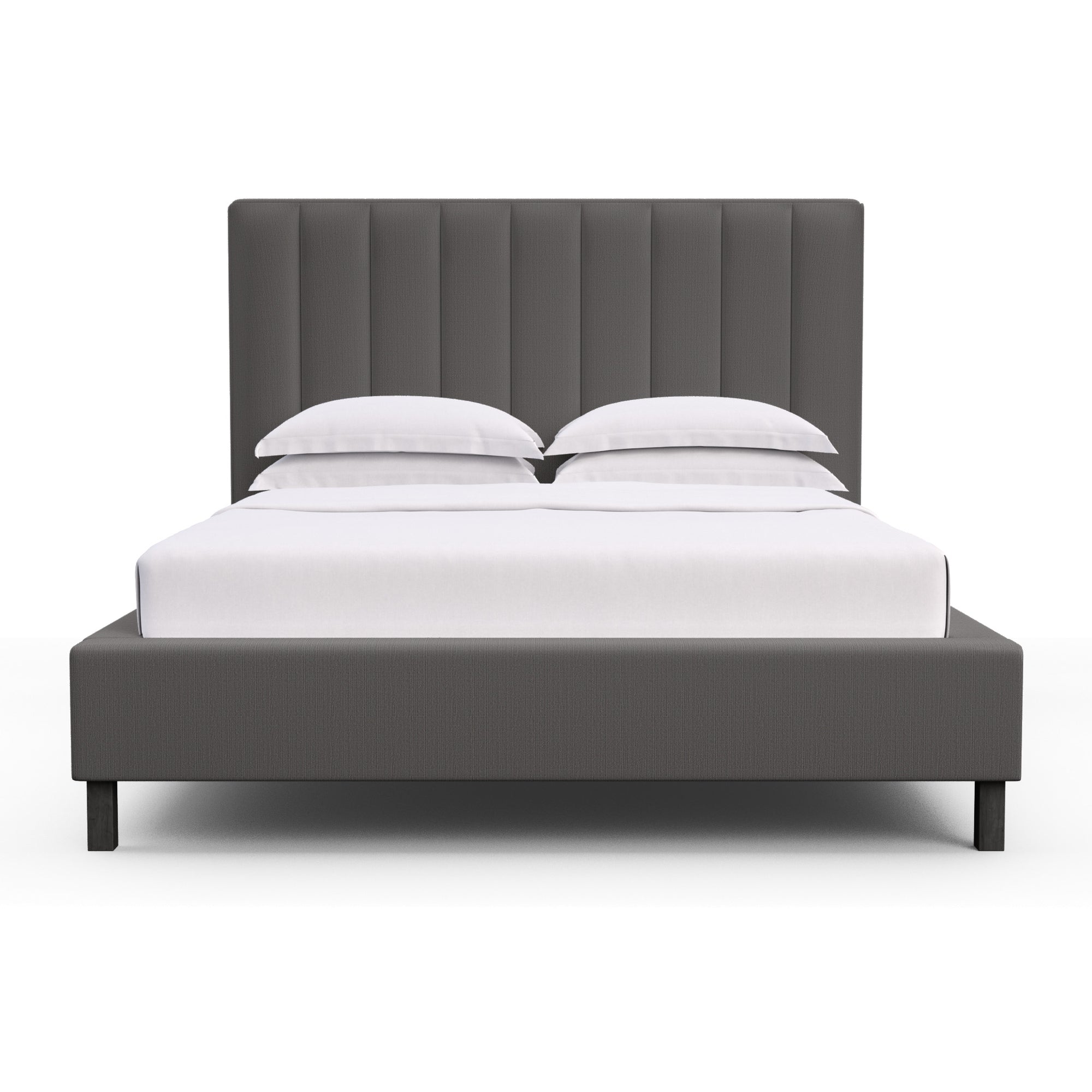 Highline Vertical Channel Panel Bed - Graphite Box Weave Linen