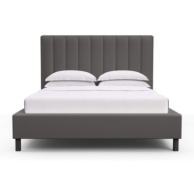 Highline Vertical Channel Panel Bed - Graphite Box Weave Linen