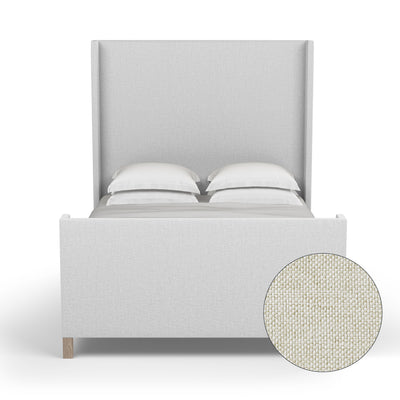 Lincoln Shelter Bed w/ Footboard - Alabaster Pebble Weave Linen