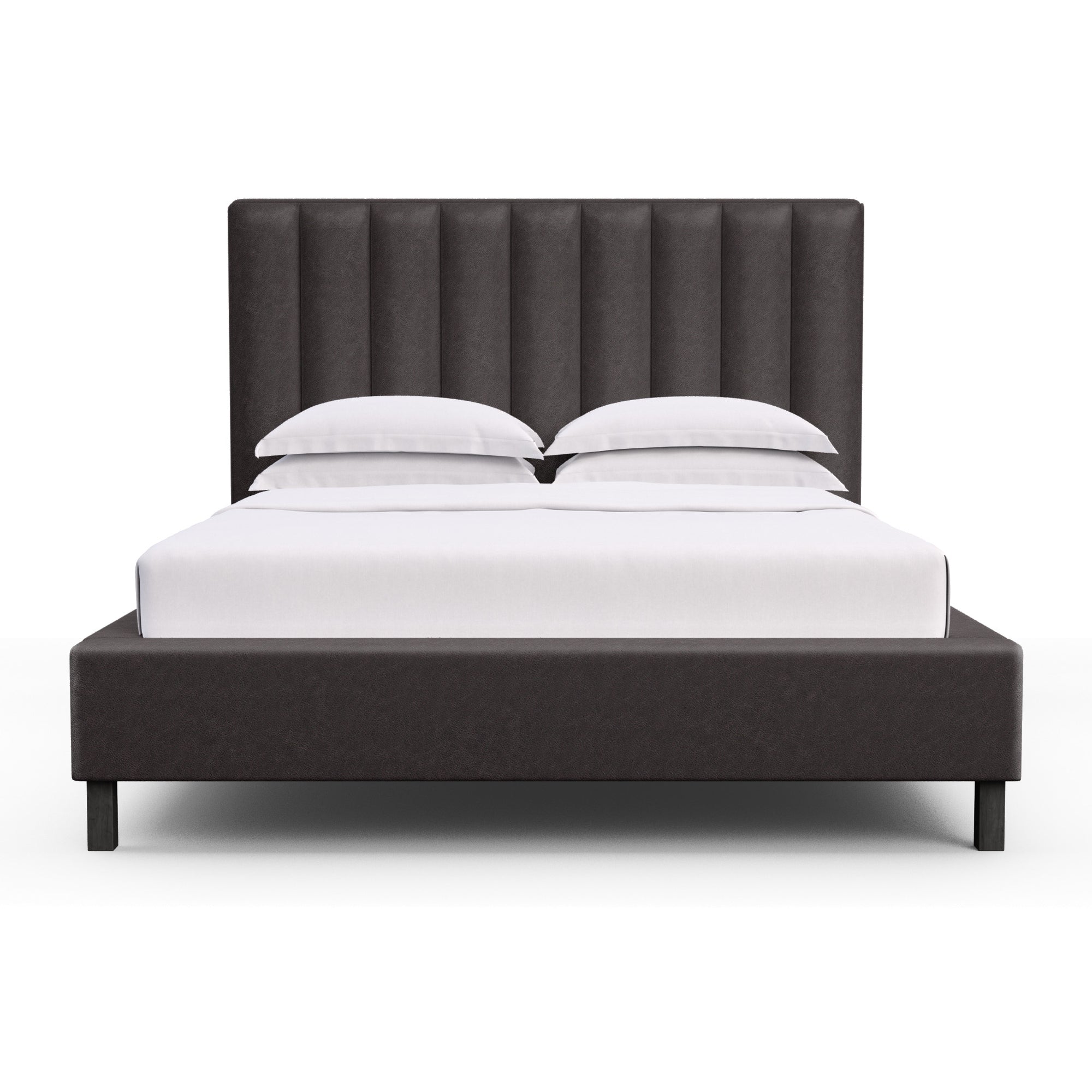 Highline Vertical Channel Panel Bed - Graphite Vintage Leather