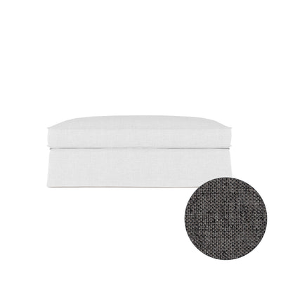 Mulberry Ottoman - Graphite Pebble Weave Linen