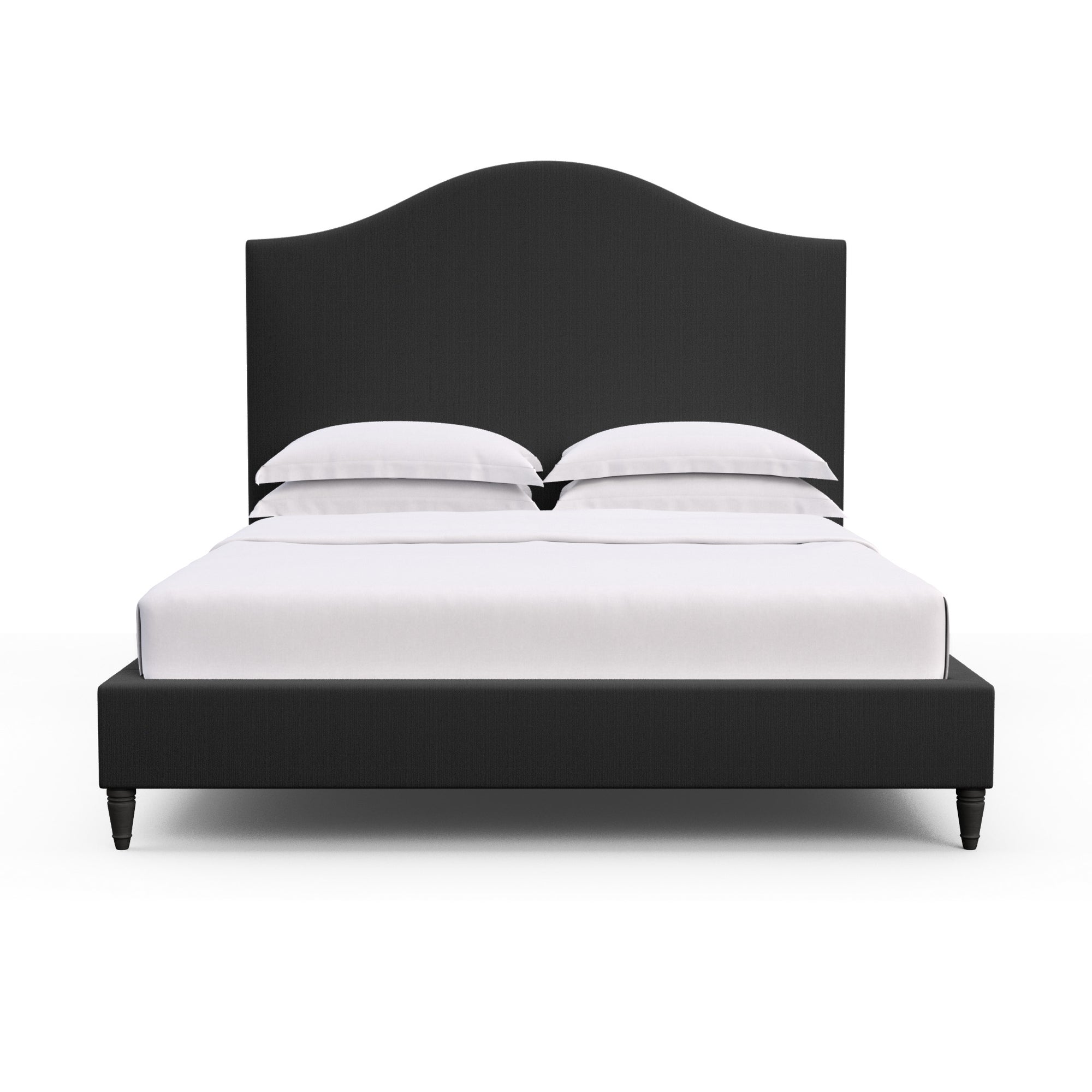 Montague Arched Panel Bed - Black Jack Box Weave Linen