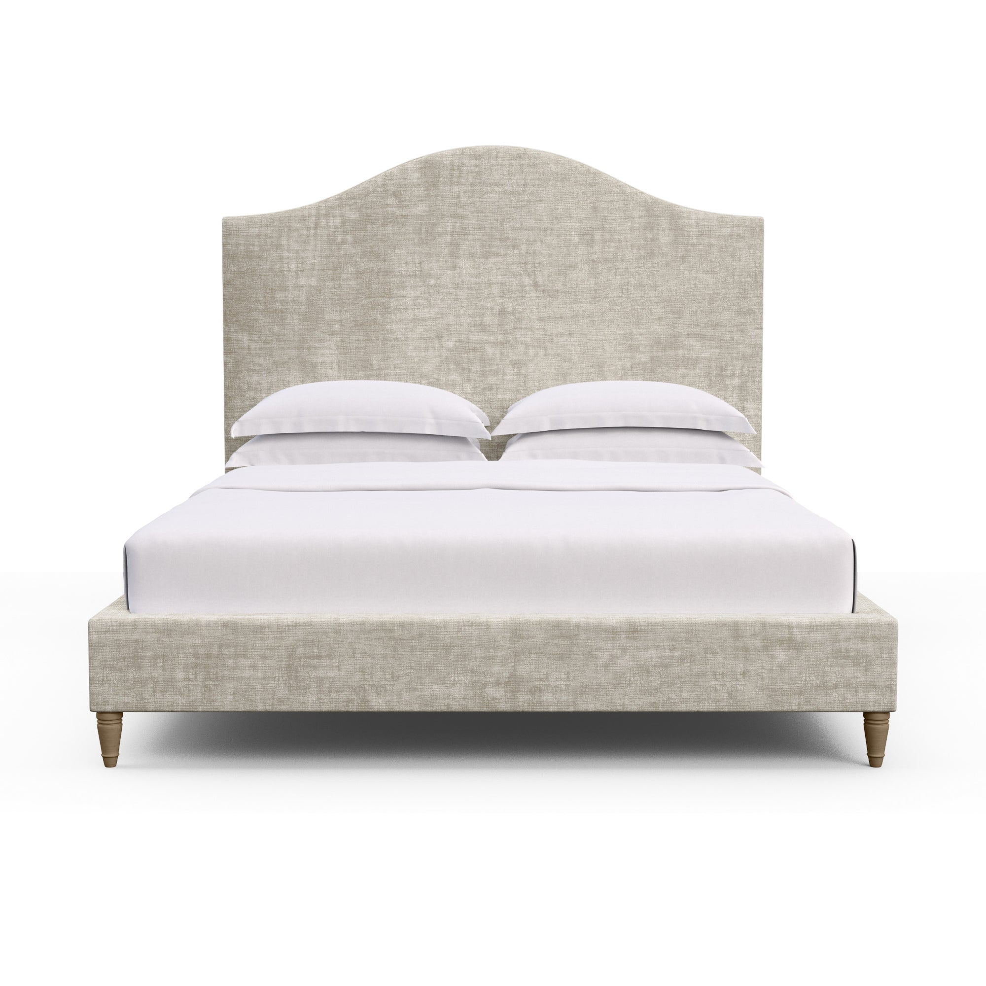 Montague Arched Panel Bed - Oyster Crushed Velvet