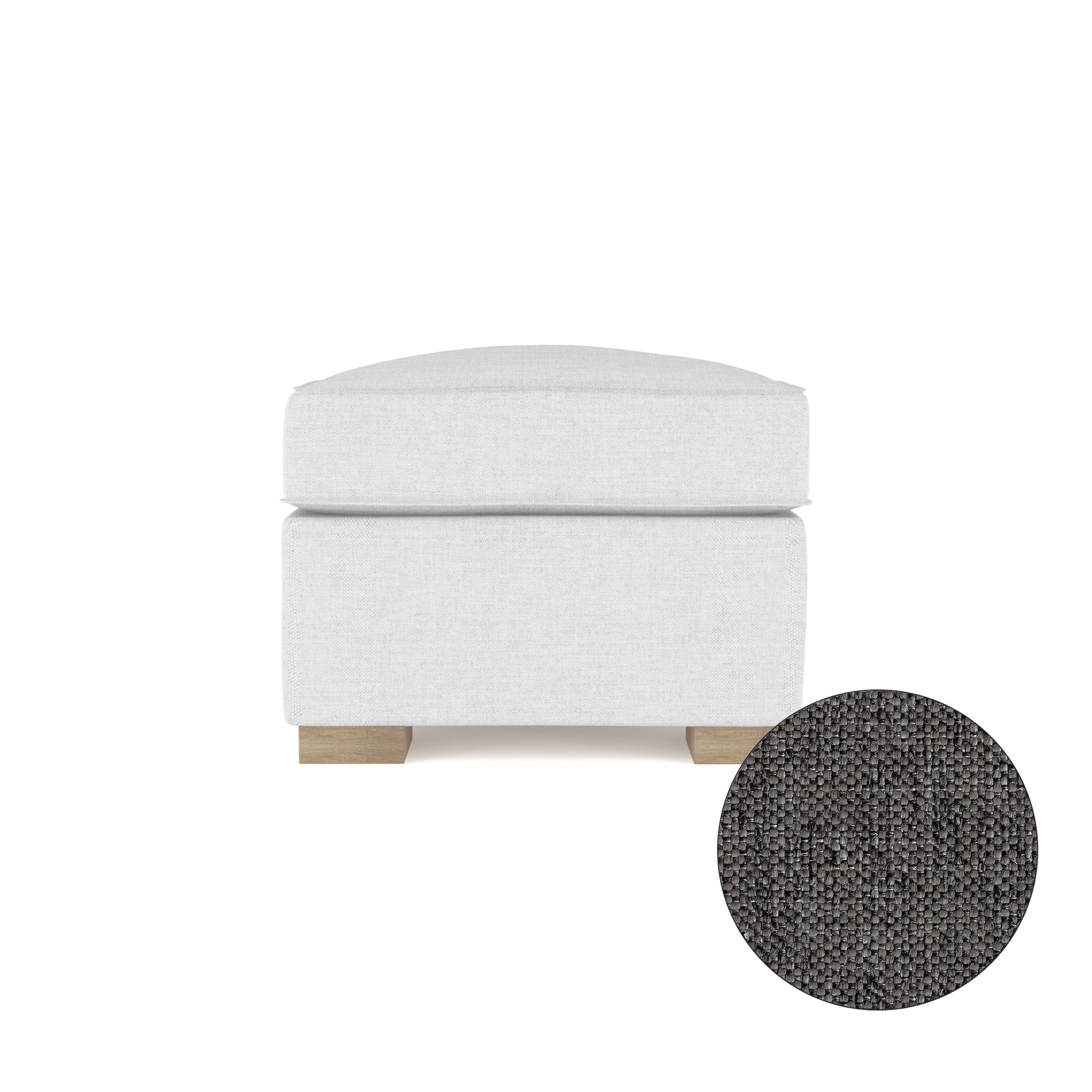 Mercer Ottoman - Graphite Pebble Weave Linen