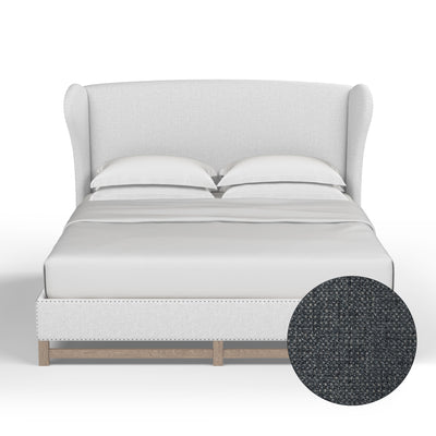 Herbert Wingback Bed - Bluebell Basketweave