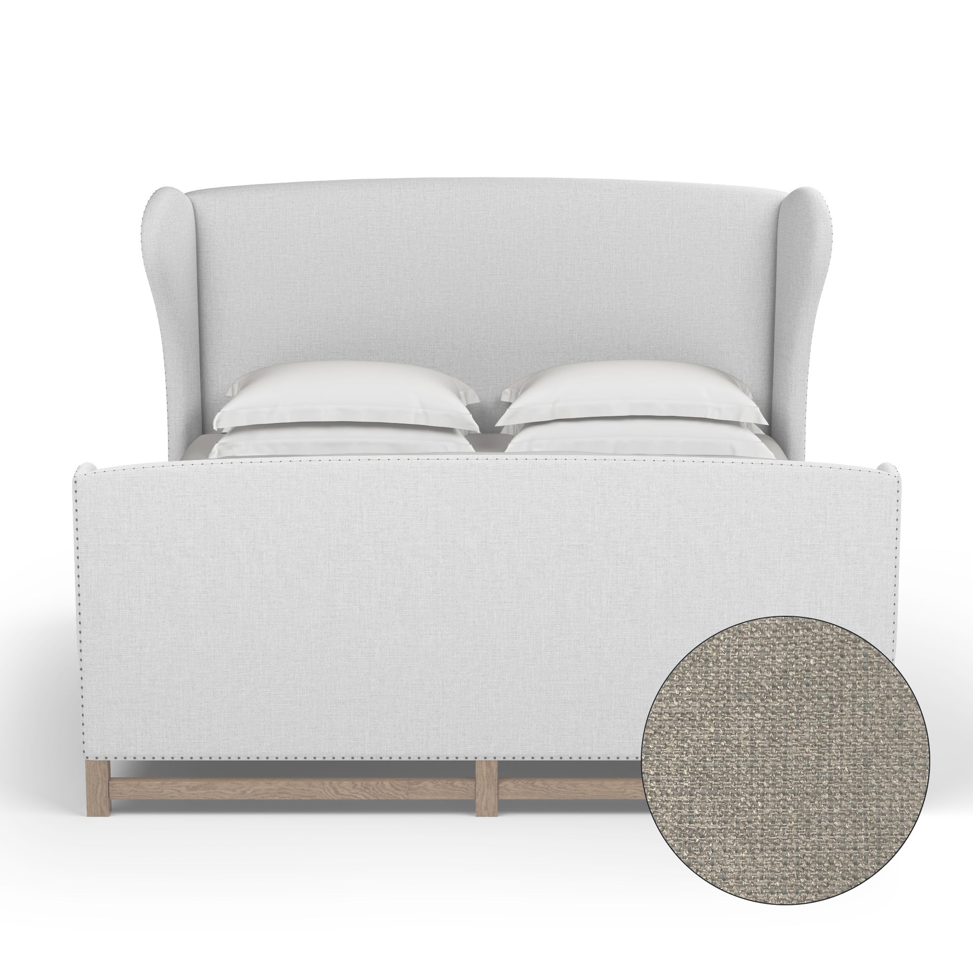 Herbert Wingback Bed w/ Footboard - Silver Streak Basketweave