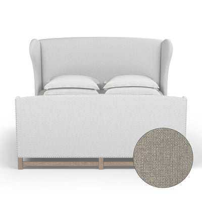 Herbert Wingback Bed w/ Footboard - Silver Streak Basketweave