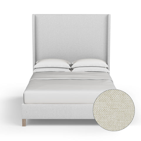 Lincoln Shelter Bed - Alabaster Pebble Weave Linen