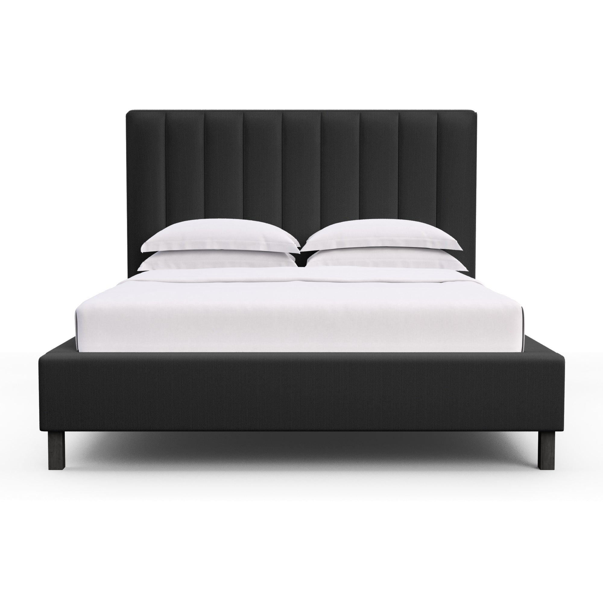 Highline Vertical Channel Panel Bed - Black Jack Box Weave Linen