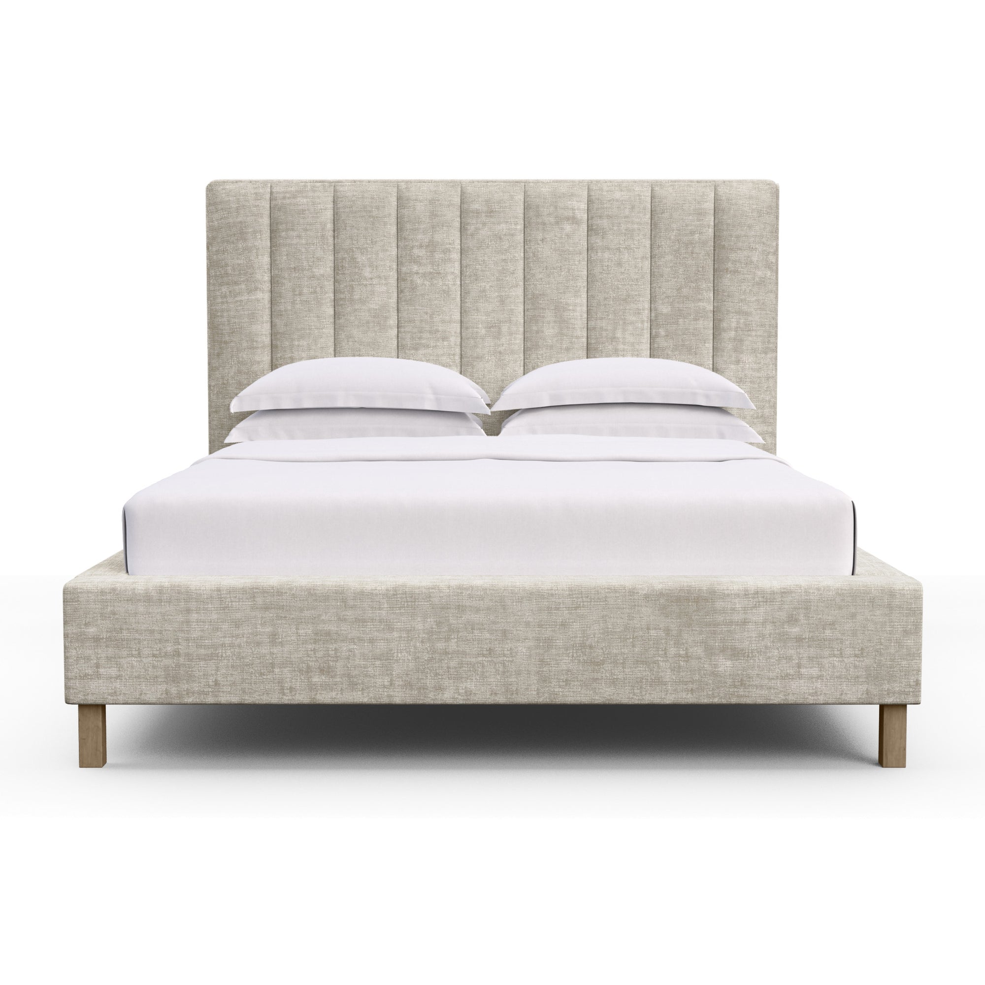 Highline Vertical Channel Panel Bed - Oyster Crushed Velvet