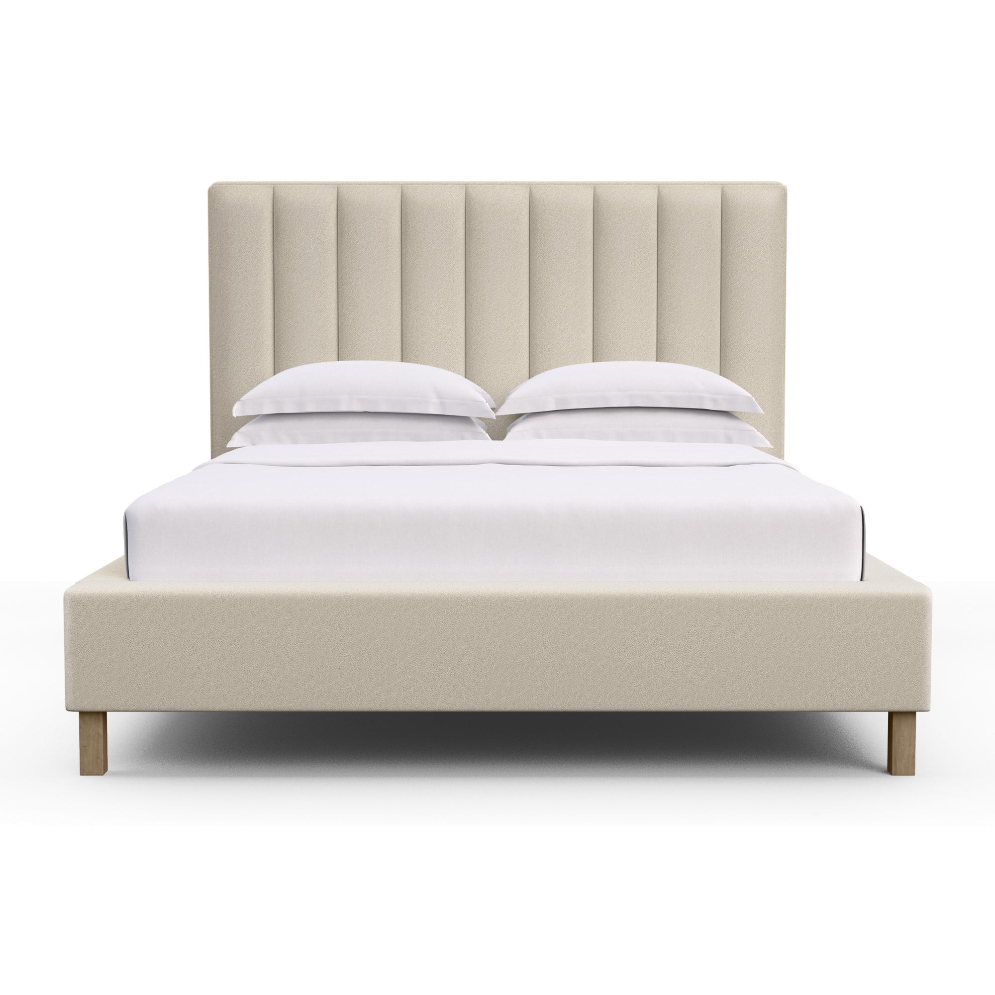 Highline Vertical Channel Panel Bed - Alabaster Vintage Leather