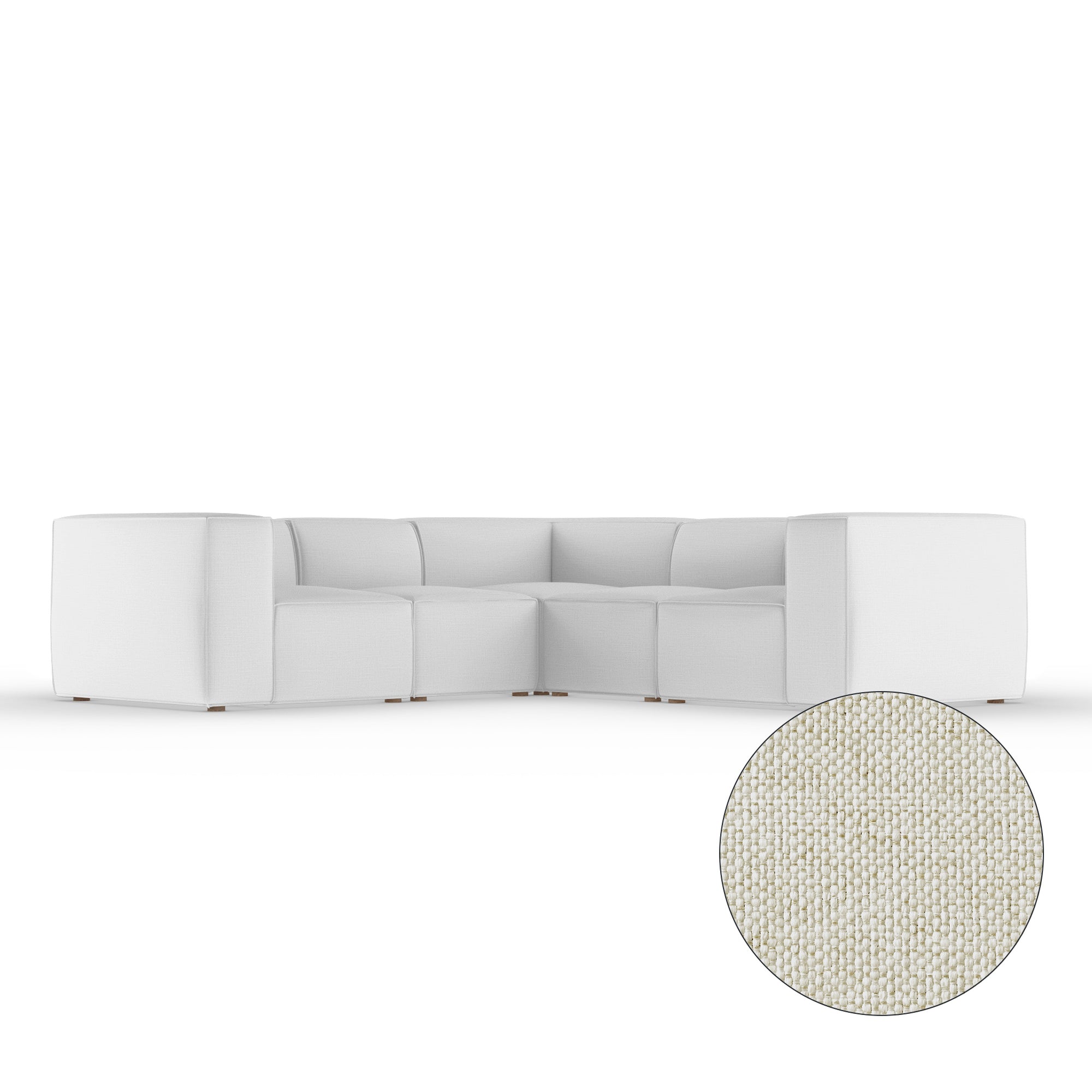 Varick 5-Piece Corner Sectional - Alabaster Pebble Weave Linen