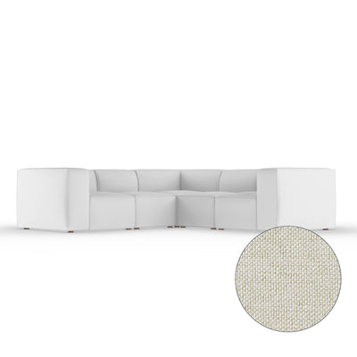 Varick 5-Piece Corner Sectional - Alabaster Pebble Weave Linen