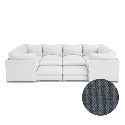 Evans 12-Piece Total-Pit Sectional - Bluebell Pebble Weave Linen
