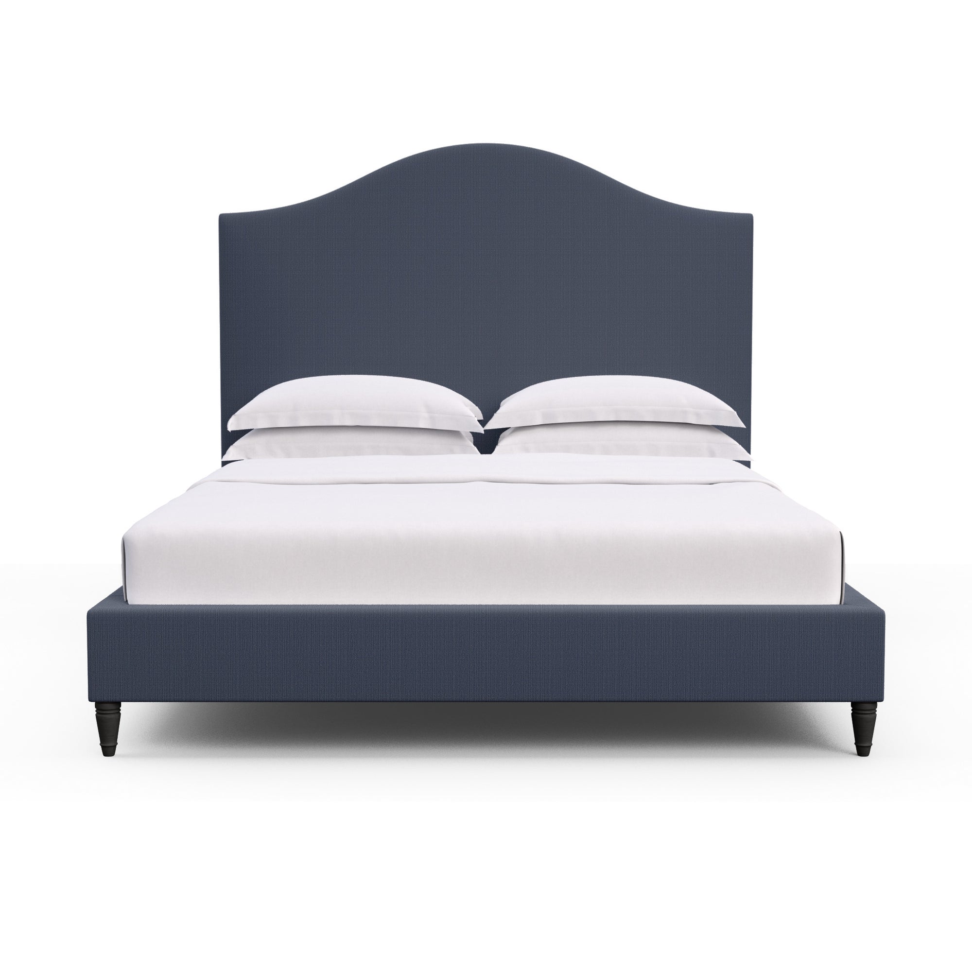 Montague Arched Panel Bed - Blue Print Box Weave Linen