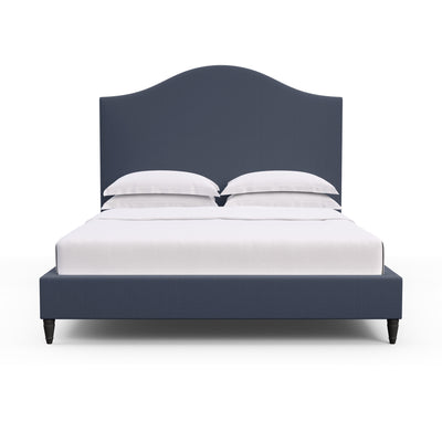 Montague Arched Panel Bed - Blue Print Box Weave Linen