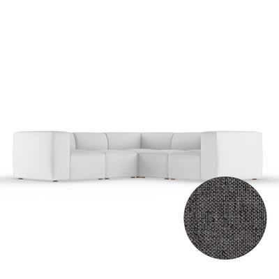 Varick 5-Piece Corner Sectional - Graphite Pebble Weave Linen