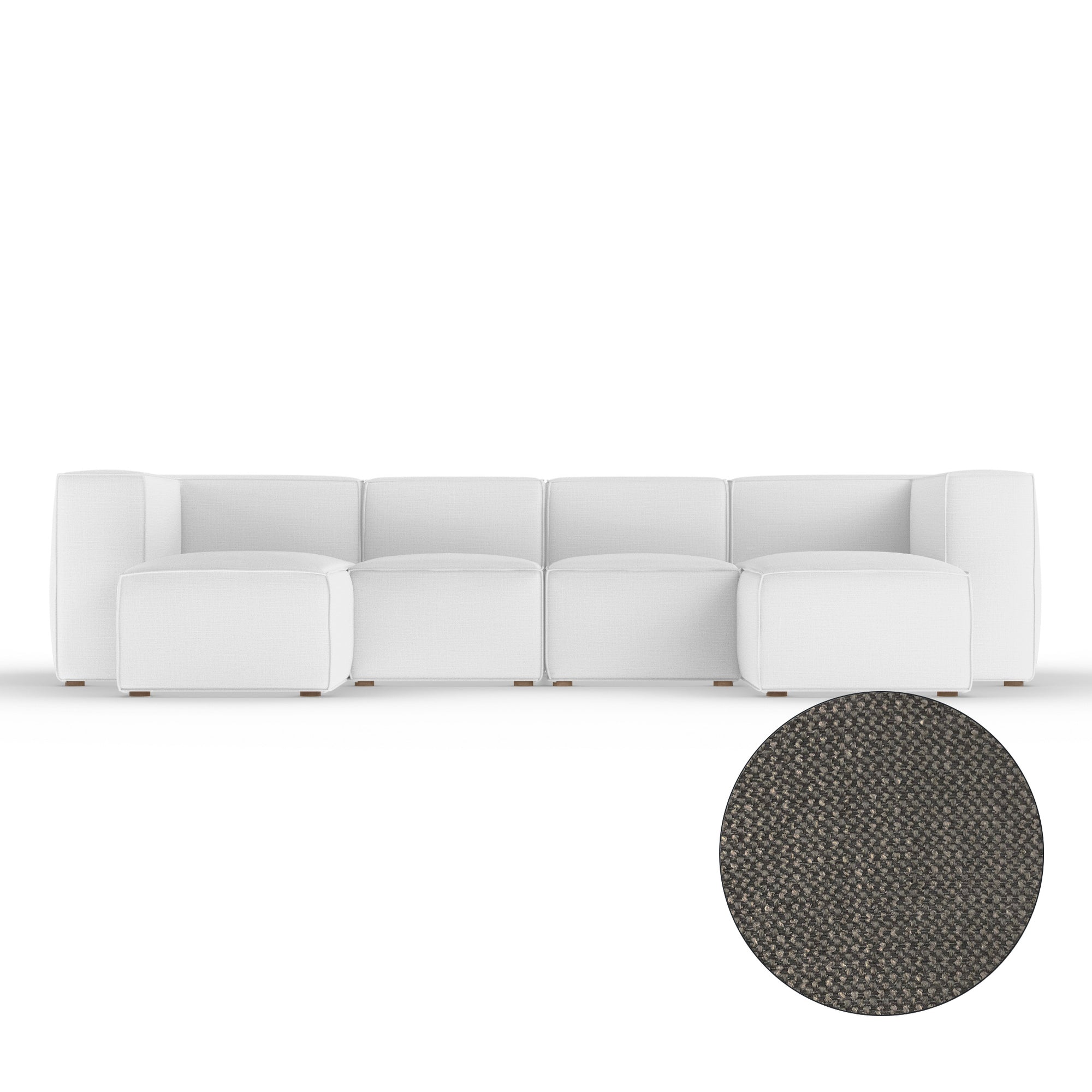 Varick U-Chaise Sectional - Graphite Basketweave