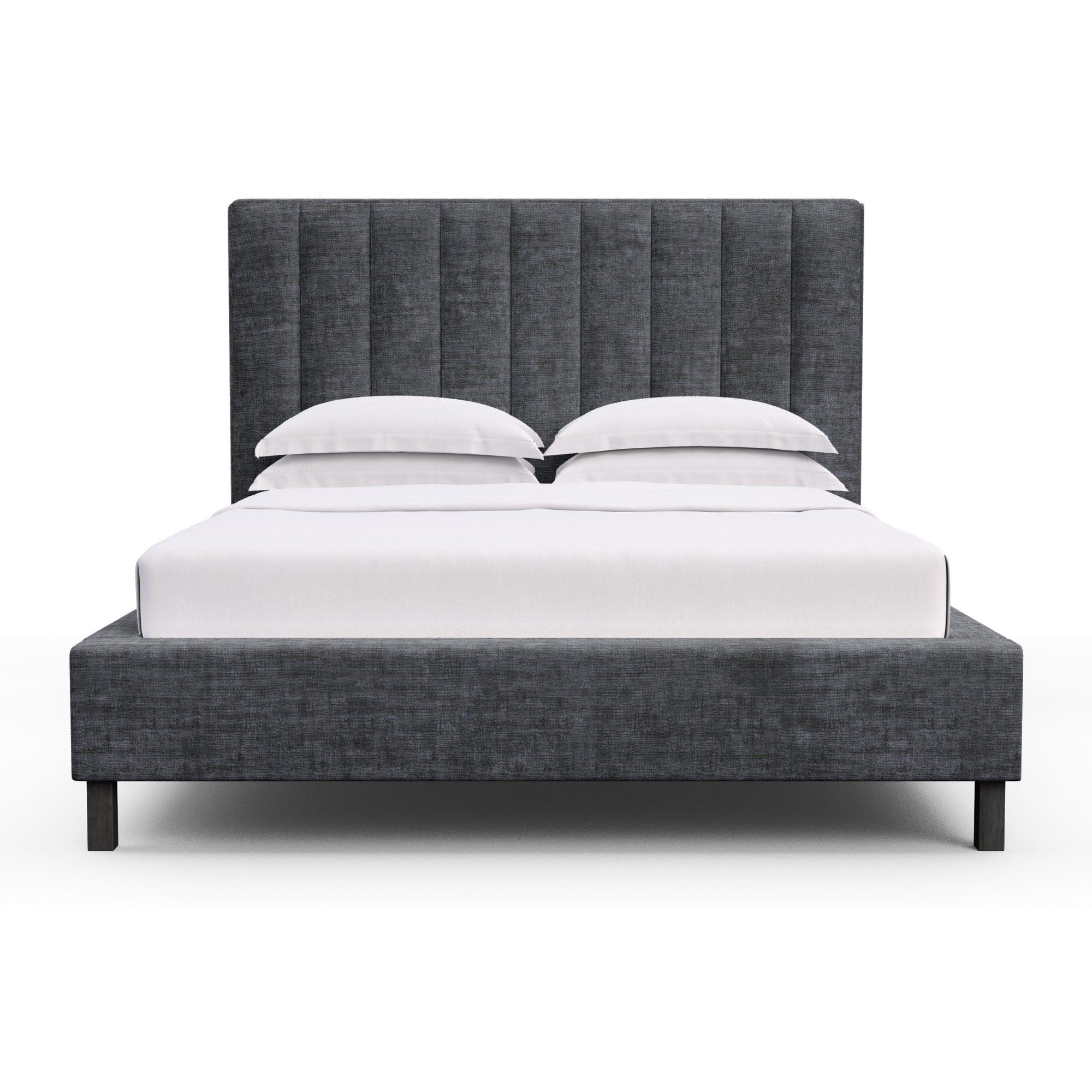 Highline Vertical Channel Panel Bed - Graphite Crushed Velvet