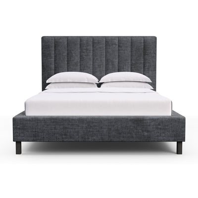 Highline Vertical Channel Panel Bed - Graphite Crushed Velvet