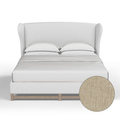 Herbert Wingback Bed - Oyster Pebble Weave Linen