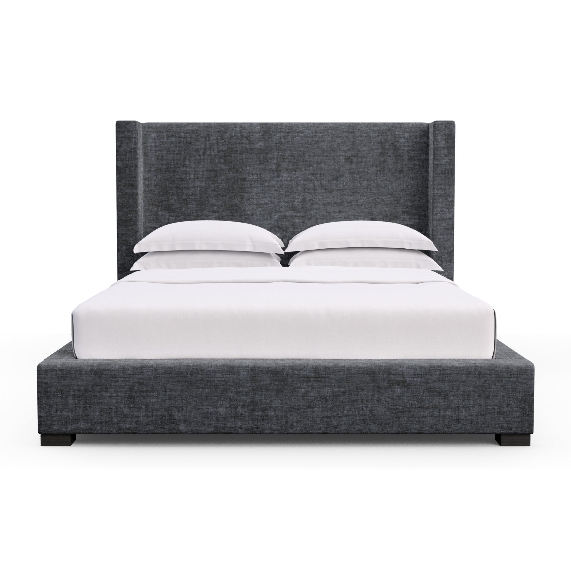 Roxborough Shelter Bed - Graphite Crushed Velvet