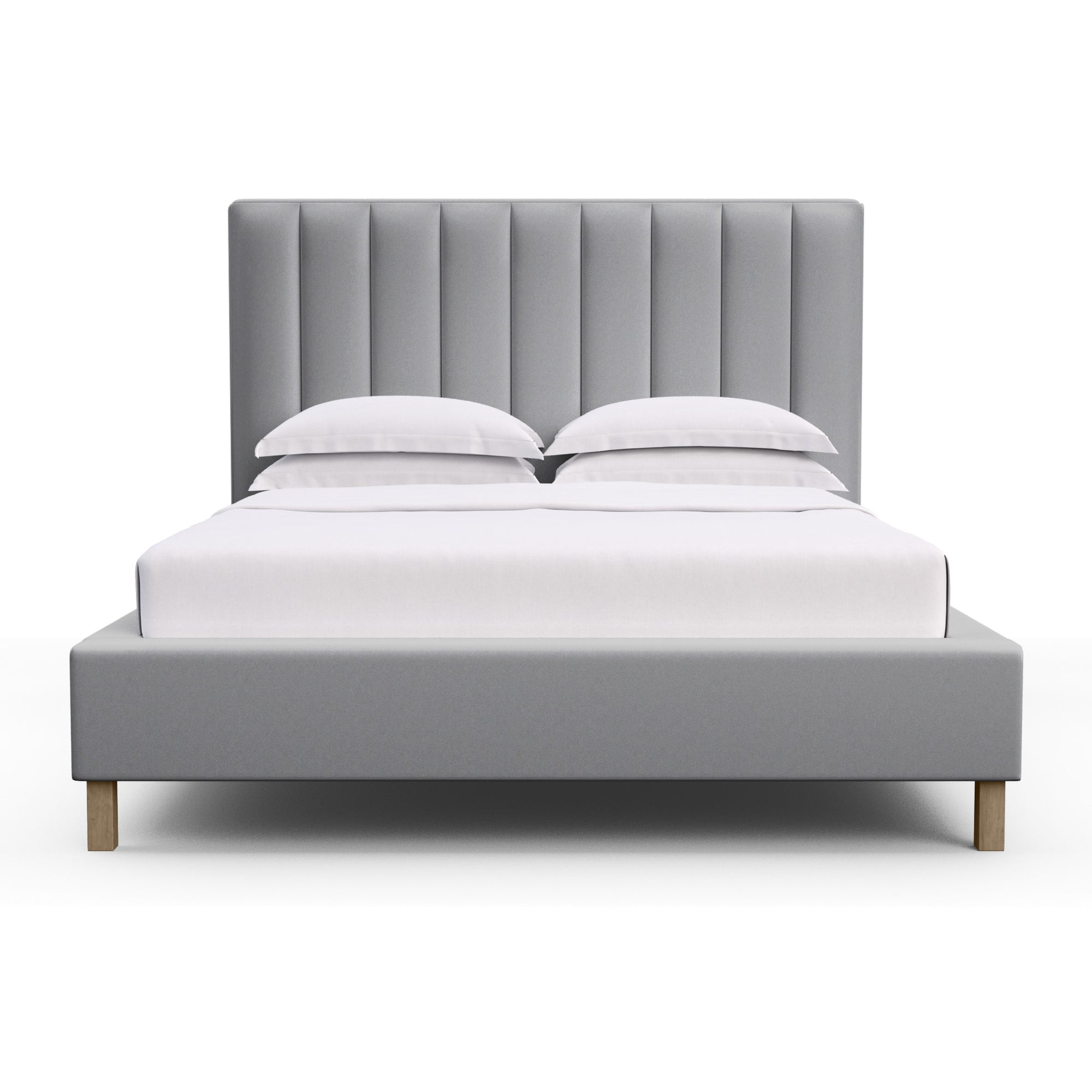 Highline Vertical Channel Panel Bed - Pumice Plush Velvet