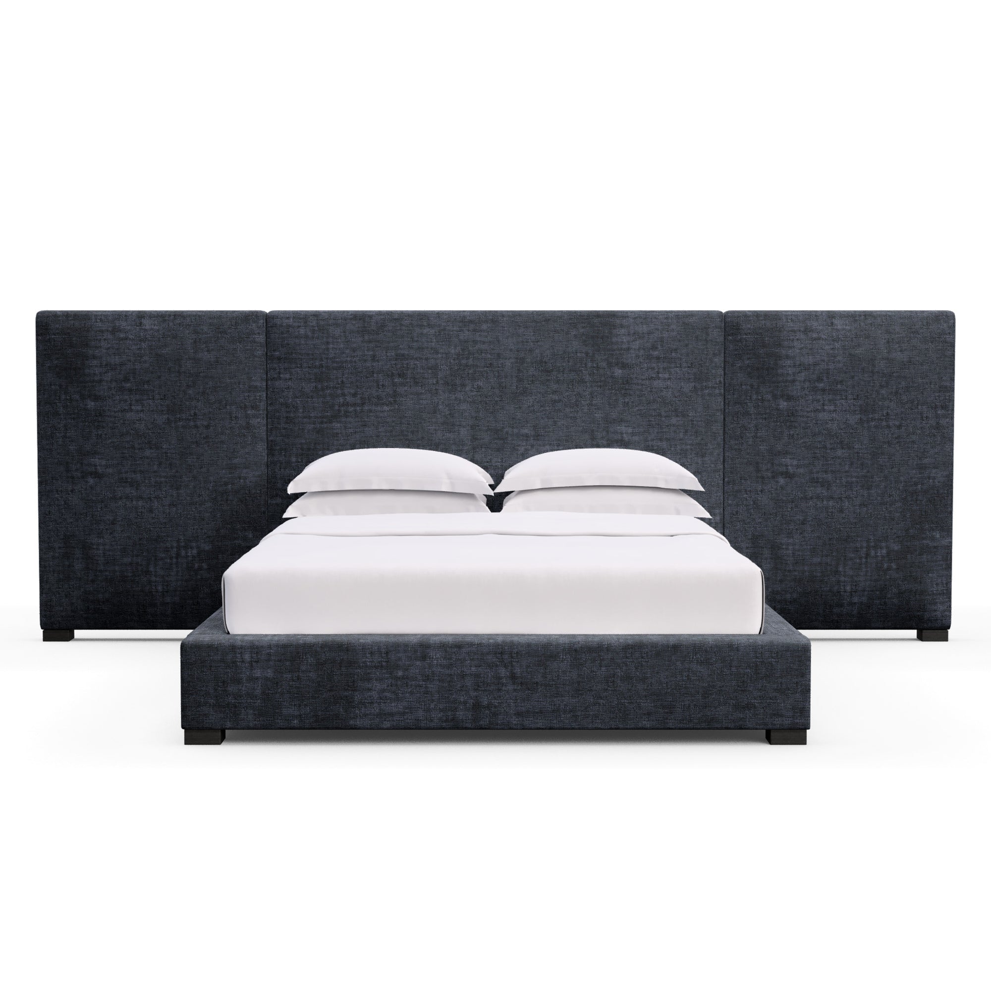 Prospect Extended Panel Bed - Blue Print Crushed Velvet