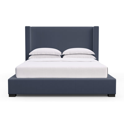 Roxborough Shelter Bed - Blue Print Box Weave Linen