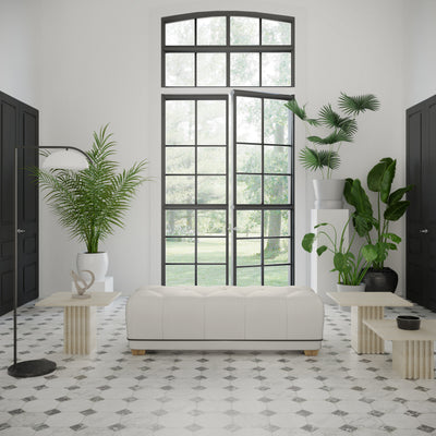 Hudson Table Ottoman - Alabaster Crushed Velvet