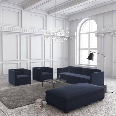 Madison Table Ottoman - Blue Print Crushed Velvet