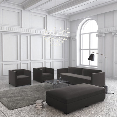 Madison Table Ottoman - Graphite Pebble Weave Linen