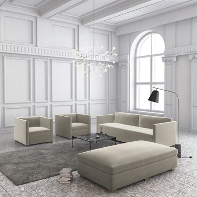 Madison Table Ottoman - Oyster Crushed Velvet