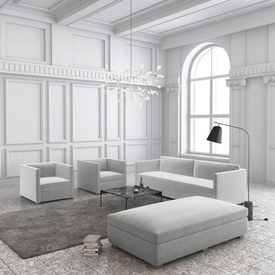 Madison Table Ottoman - Blanc Box Weave Linen