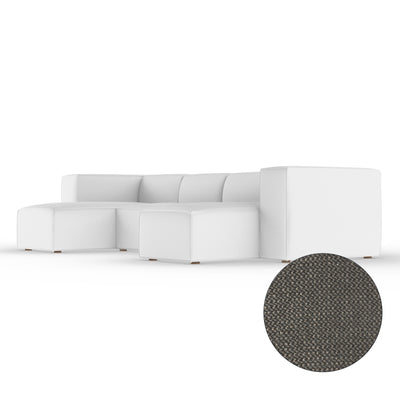 Varick U-Chaise Sectional - Graphite Basketweave