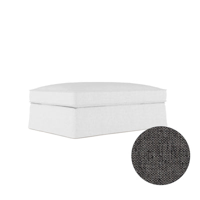 Mulberry Ottoman - Graphite Pebble Weave Linen