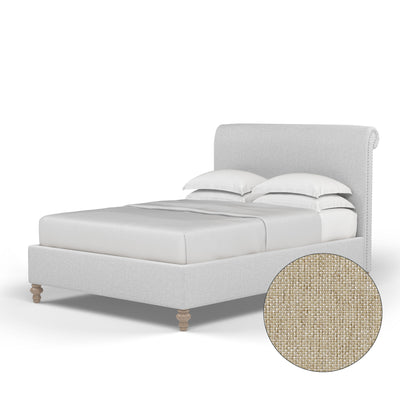 Empire Scroll Bed - Oyster Pebble Weave Linen
