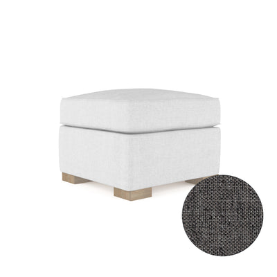Mercer Ottoman - Graphite Pebble Weave Linen