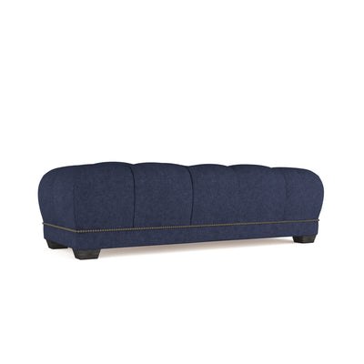 Hudson Table Ottoman - Blue Print Plush Velvet