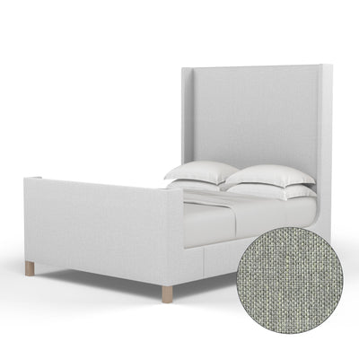 Lincoln Shelter Bed w/ Footboard - Haze Pebble Weave Linen