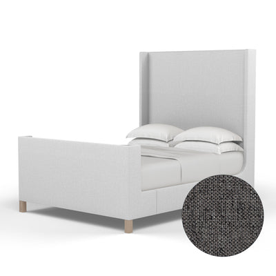 Lincoln Shelter Bed w/ Footboard - Graphite Pebble Weave Linen