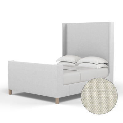 Lincoln Shelter Bed w/ Footboard - Alabaster Pebble Weave Linen