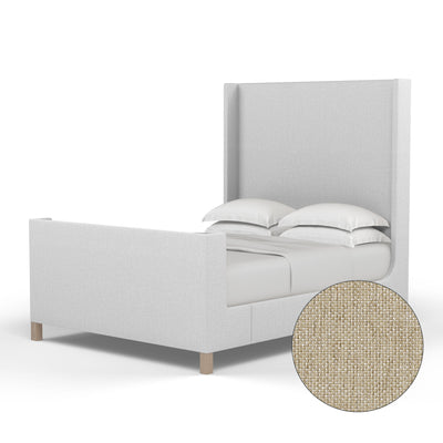 Lincoln Shelter Bed w/ Footboard - Oyster Pebble Weave Linen