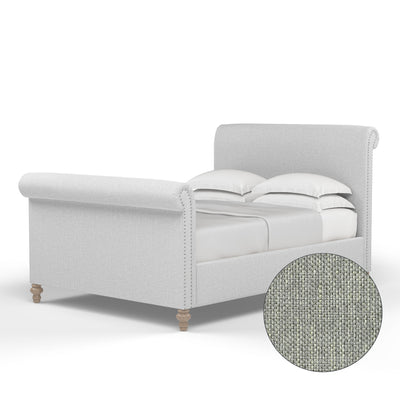 Empire Scroll Bed w/ Footboard - Haze Pebble Weave Linen