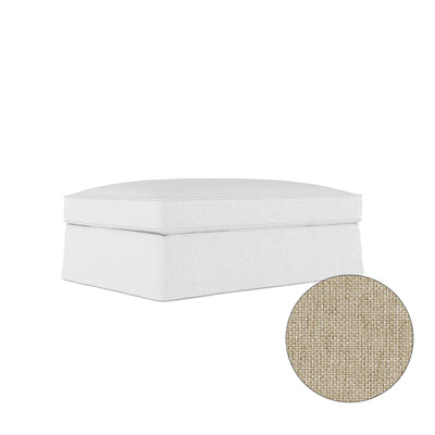 Mulberry Ottoman - Oyster Pebble Weave Linen