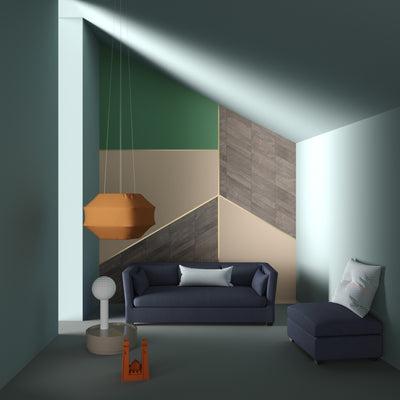 Rivington Ottoman - Blue Print Crushed Velvet