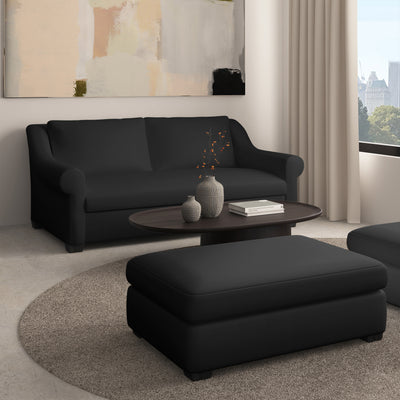 Thompson Ottoman - Black Jack Distressed Leather