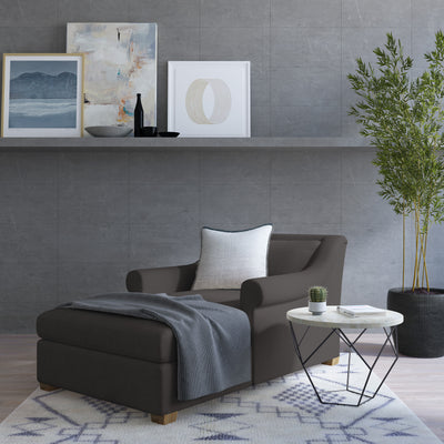 Thompson Chaise - Graphite Crushed Velvet